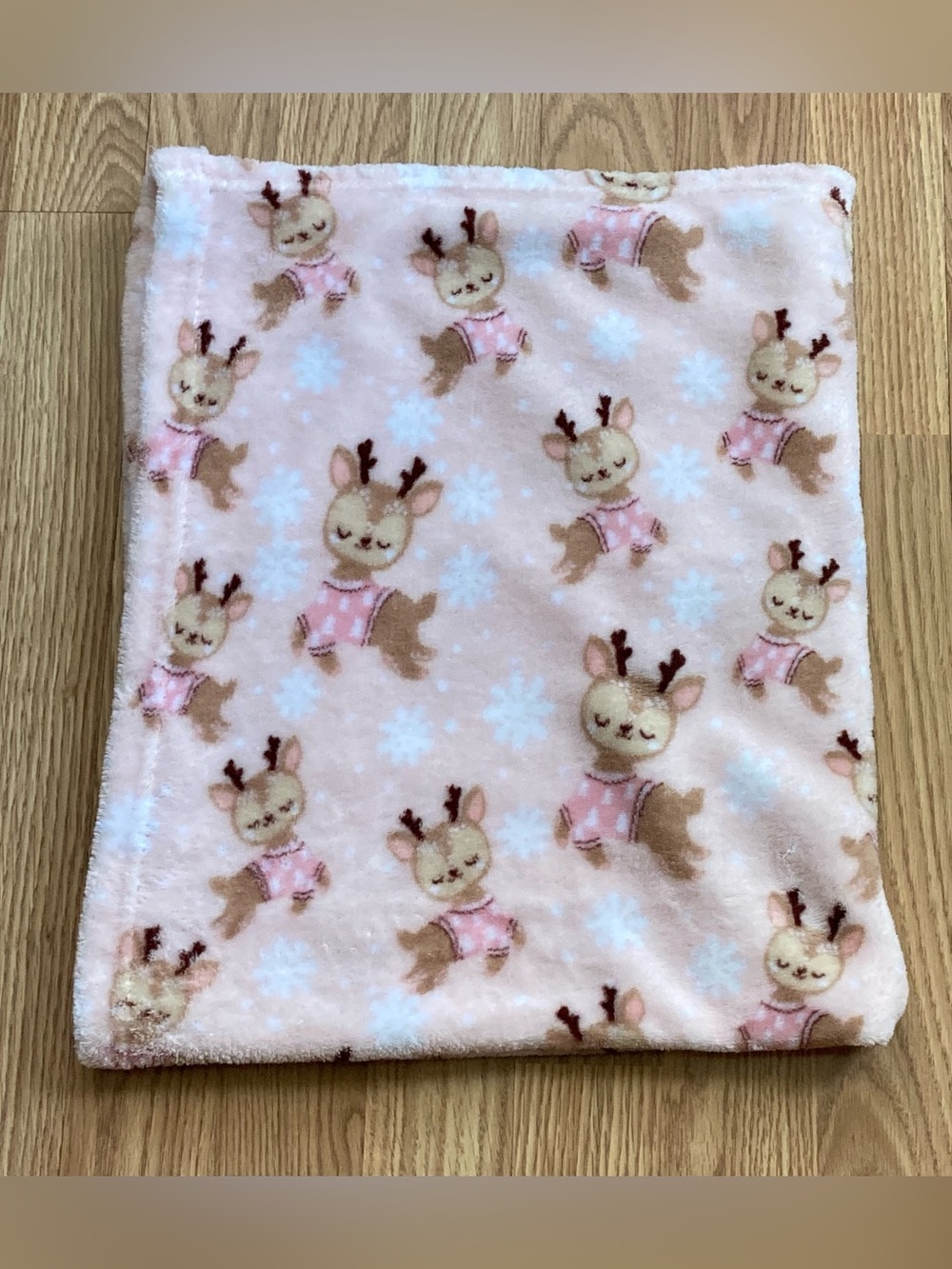 Parents Choice Reindeer Pink Beige Plush Baby Blanket Holiday Walmart 28 x 35